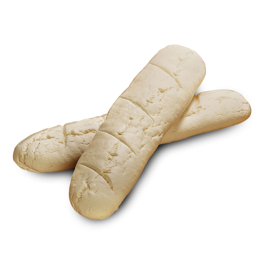 Zwei glutenfreie, laktosefreie Poensgen Baguette, die gekreuzt übereinander liegen