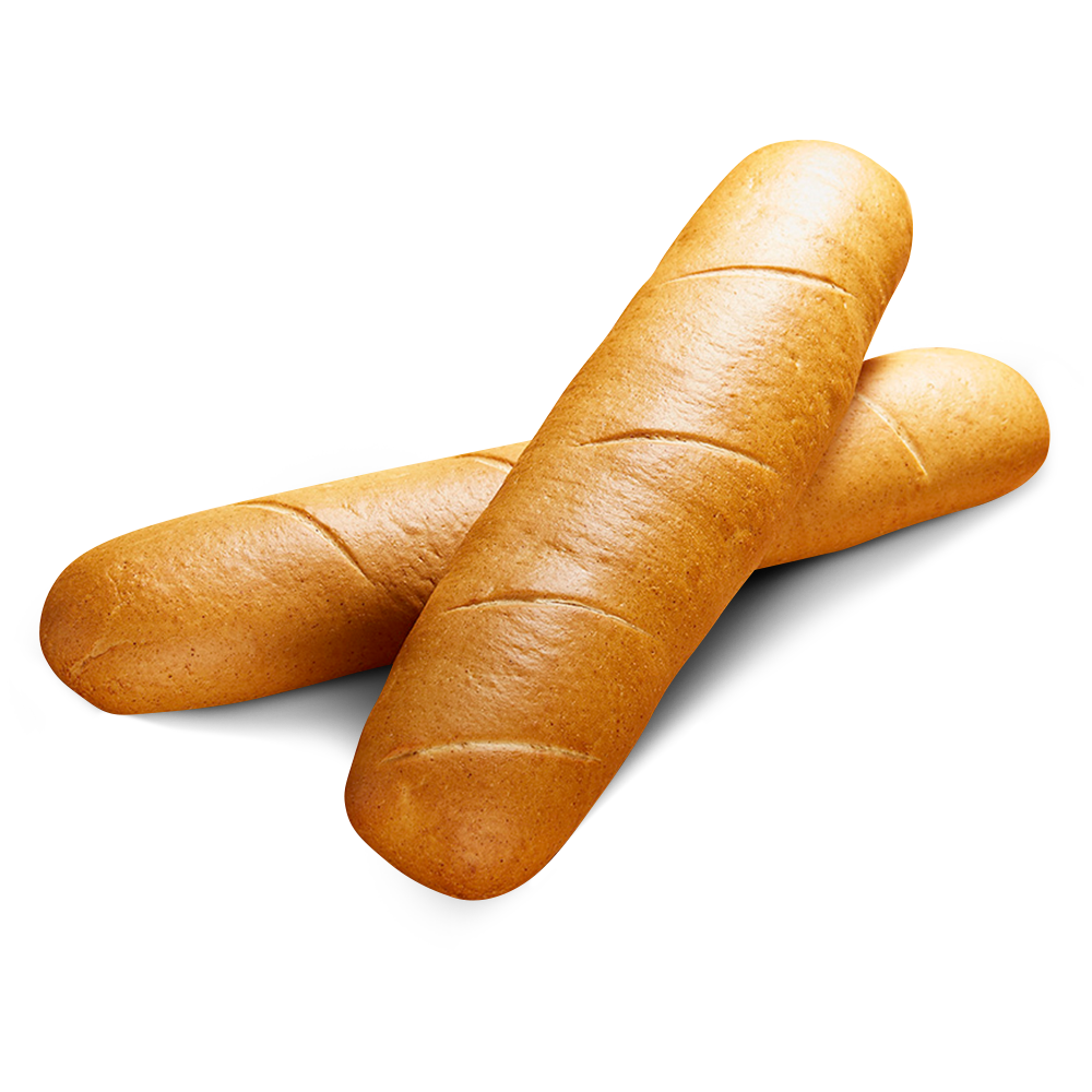 Zwei goldbraun gebackene, glutenfreie, laktosefreie Baguette