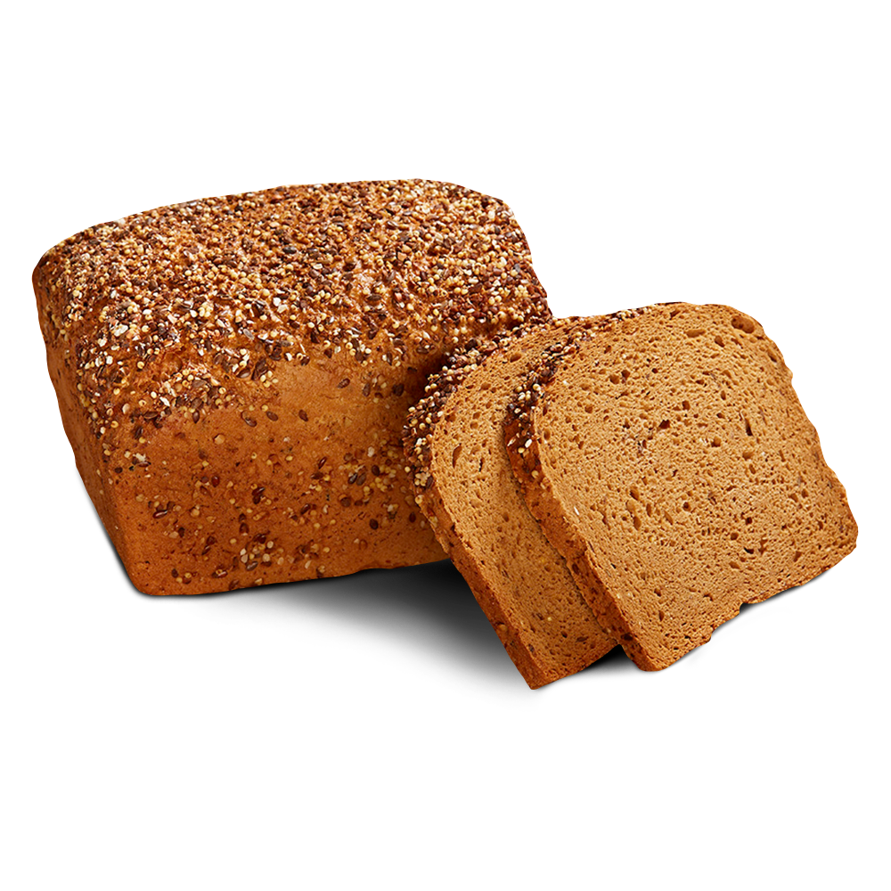 Kastenförmiges, glutenfreies Körnerbrot mit Saaten bedeckt von Poensgen